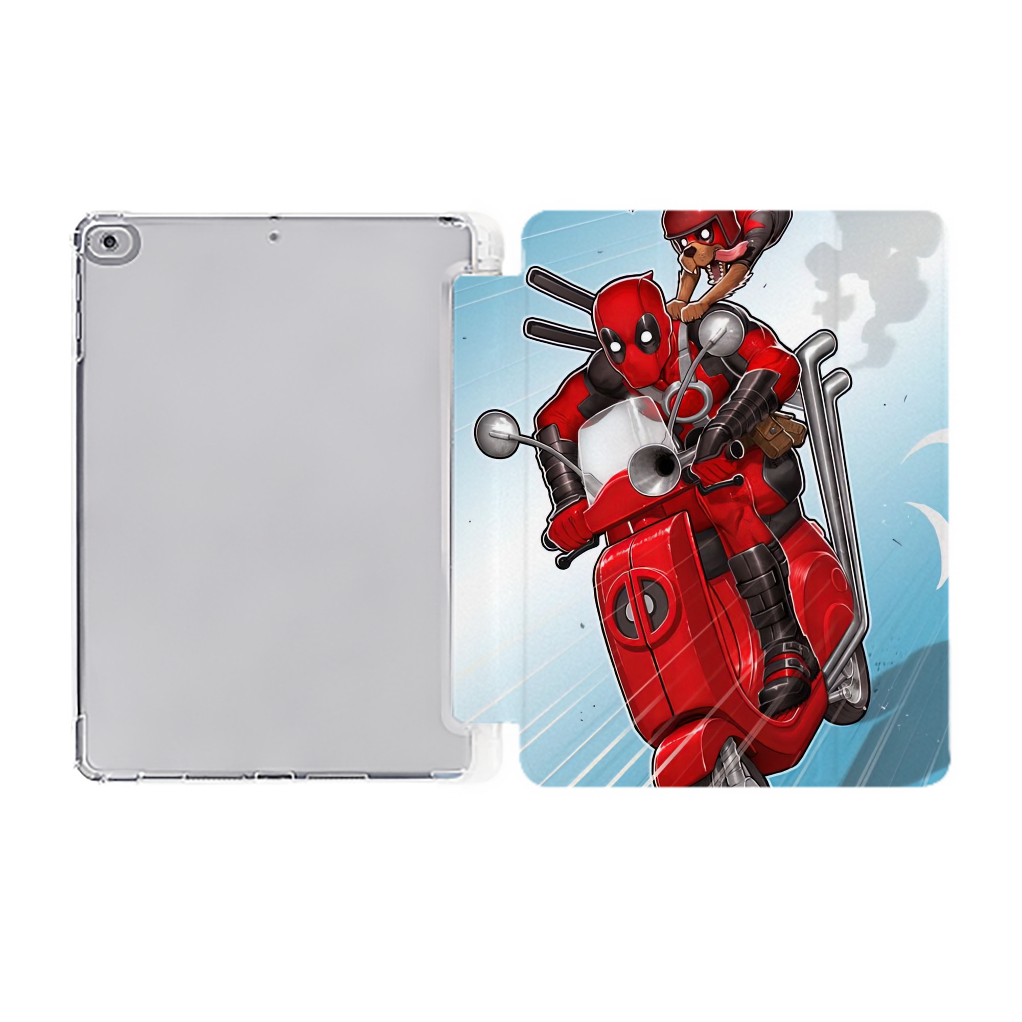 （画像用） Deadpool デッドプール IPad ケース ペン収納付き 三つ折りスタンド PUレザー×シリコン 対応機種9.5/10.5/10.9インチ